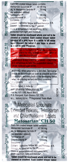 Metosartan Ch 50 Tablet 10