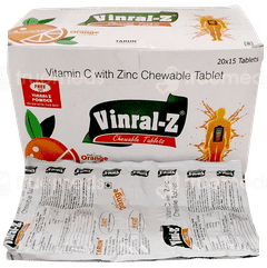 Vinral Z Orange Flavour Chewable Tablet 15