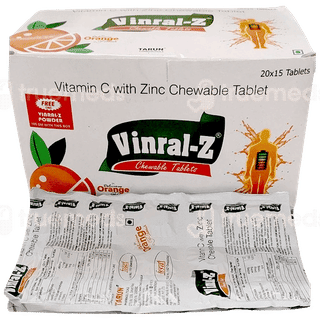 Vinral Z Orange Flavour Chewable Tablet 15