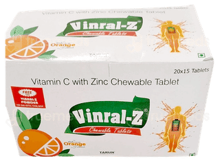 Vinral Z Orange Flavour Chewable Tablet 15