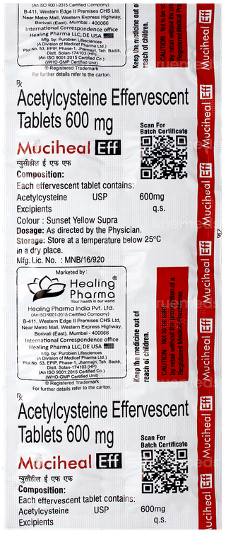 Muciheal Eff Orange Flavour Tablet 10