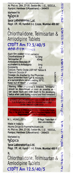 Ctd T Am 12.5/40/5 Tablet 10 Ctd T Am 12.5/40/5 Tablet 10