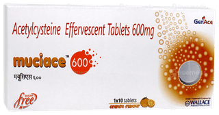 Muciace 600 Orange Flavour Sugar Free Effervescent Tablet 10