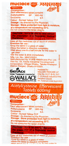 Muciace 600 Orange Flavour Sugar Free Effervescent Tablet 10