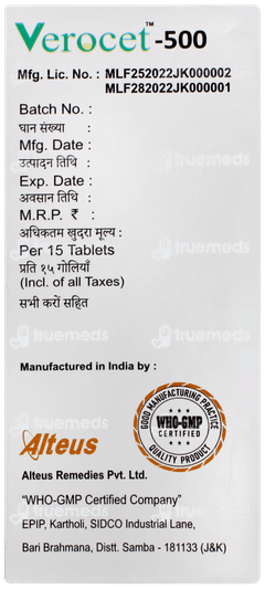 Verocet 500 Tablet 15