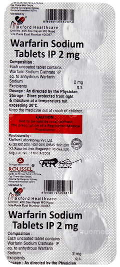 Warfarin 2mg Tablet 10 Warfarin 2mg Tablet 10