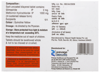 Glimecheck Mf 2/1000 Tablet 10