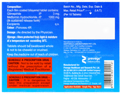 Glimecheck Mf 3/1000 Tablet Sr 10