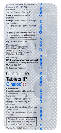 Cinaloc 20 Tablet 10 Cinaloc 20 Tablet 10