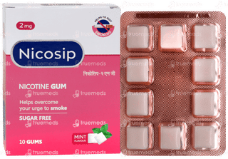 Nicosip 2mg Mint Flavour Sugar Free Nicotine Gums 10