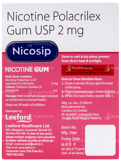 Nicosip 2mg Mint Flavour Sugar Free Nicotine Gums 10