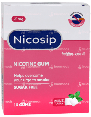 Nicosip 2mg Mint Flavour Sugar Free Nicotine Gums 10
