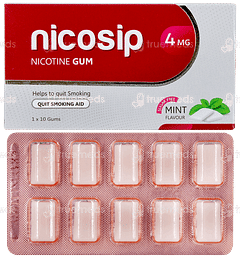 Nicosip 4mg Mint Flavour Sugar Free Nicotine Gum 10