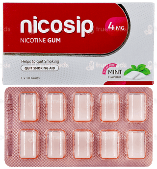 Nicosip 4mg Mint Flavour Sugar Free Nicotine Gum 10