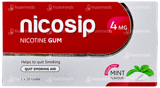 Nicosip 4mg Mint Flavour Sugar Free Nicotine Gum 10