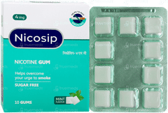 Nicosip 4mg Mint Flavour Sugar Free Nicotine Gums 10