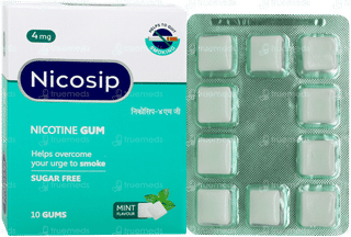 Nicosip 4mg Mint Flavour Sugar Free Nicotine Gums 10