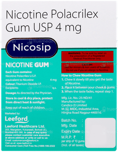 Nicosip 4mg Mint Flavour Sugar Free Nicotine Gums 10