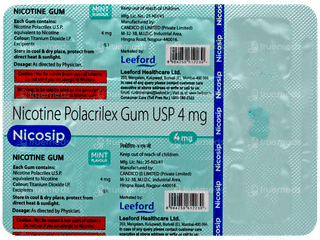 Nicosip 4mg Mint Flavour Sugar Free Nicotine Gums 10