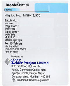 Dapader Met Xr 10/500 Tablet 15 Dapader Met Xr 10/500 Tablet 15
