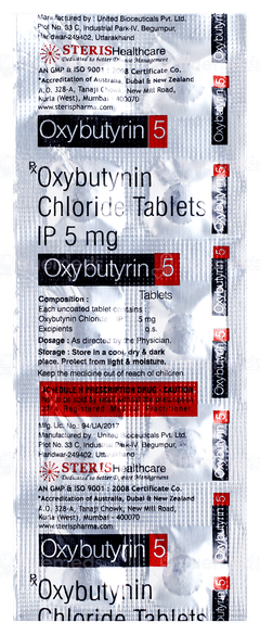 Oxybutyrin 5 Tablet 10
