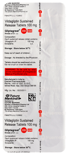 Gliptagreat Od 100 Tablet 10 Gliptagreat Od 100 Tablet 10