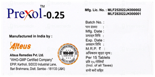 Prexol 0.25 Tablet 15