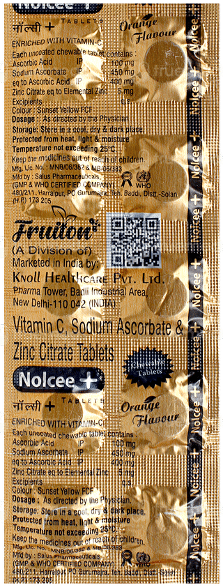 Nolcee + Orange Flavour Chewable Tablet 10