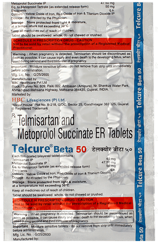 Telcure Beta 50 Tablet 15