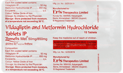 Zomelis Met 50mg/850mg Tablet 15 Zomelis Met 50mg/850mg Tablet 15