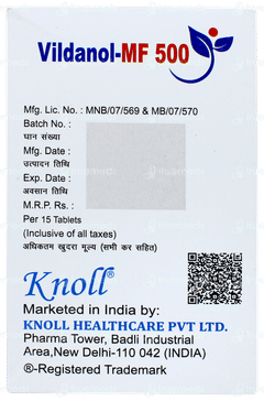 Vildanol Mf 500 Tablet 15 Vildanol Mf 500 Tablet 15