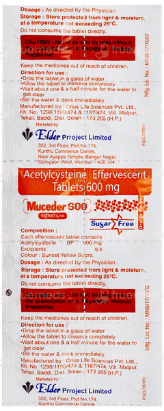 Muceder 600 Orange Flavour Sugar Free Effervescent Tablet 10