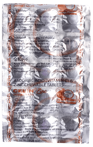 Celin Zinc Orange Flavour Chewable Tablet 15