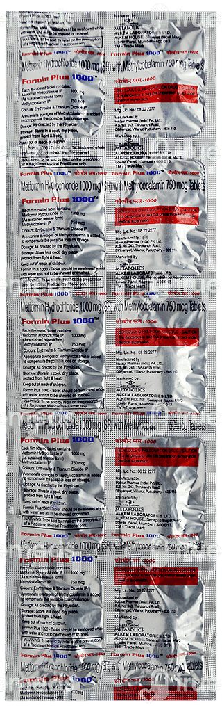 Formin Plus 1000 Mg/750 MCG Tablet 10