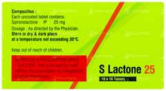 S Lactone 25 Tablet 10 S Lactone 25 Tablet 10