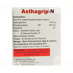 Asthagrip N 100/600 MG Tablet 10