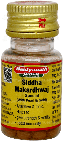 Baidyanath Siddha Makardhwaj Special With Gold & Pearl Tablet 10