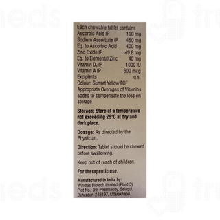 Fumazinc Plus Orange Flavour Chewable Tablet 15