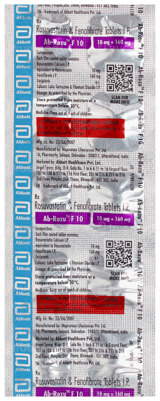 Ab Rozu 20 Ab Rozu F 10 Tablet: Uses, Side Effects, Price & Substitutes