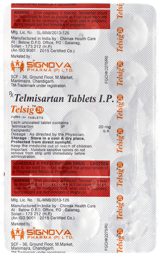 Telsig 20mg Tablet 15