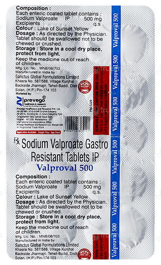 Valproval 500 Tablet 10