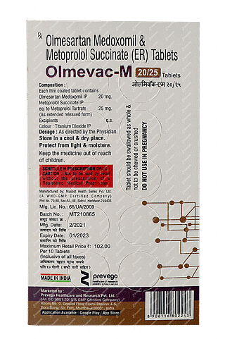 Olmevac M 20/25 MG Tablet 10