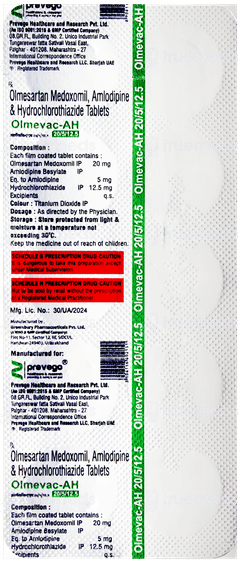 Olmevac Ah 20/5/12.5 Tablet 10 Olmevac Ah 20/5/12.5 Tablet 10
