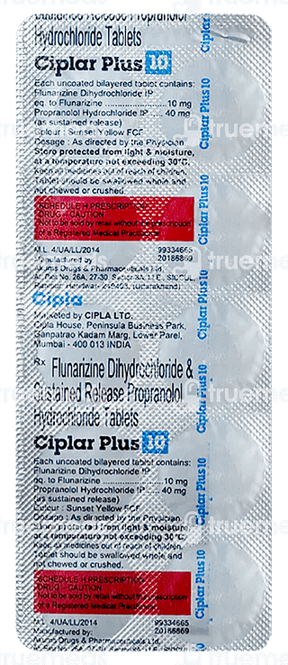 Ciplar Plus 10/40 MG Tablet Sr 10