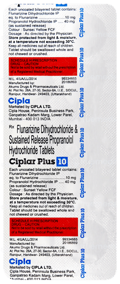 Ciplar Plus 10 Tablet 10 Ciplar Plus 10 Tablet 10