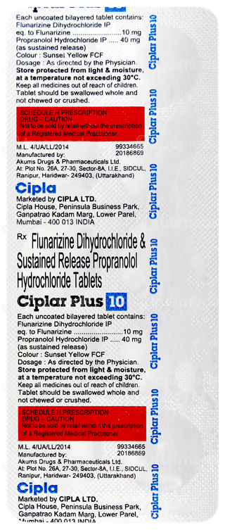 Ciplar Plus 10 Tablet 10