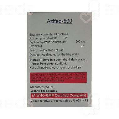 Azifed 500 MG Tablet 3: Uses, Side Effects, Price & Substitutes