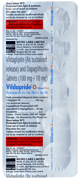 Vildapride D 100mg/10mg Tablet 10