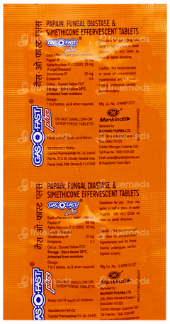 Gasofast Plus Orange Flavour Sugar Free Effervescent Tablet 2