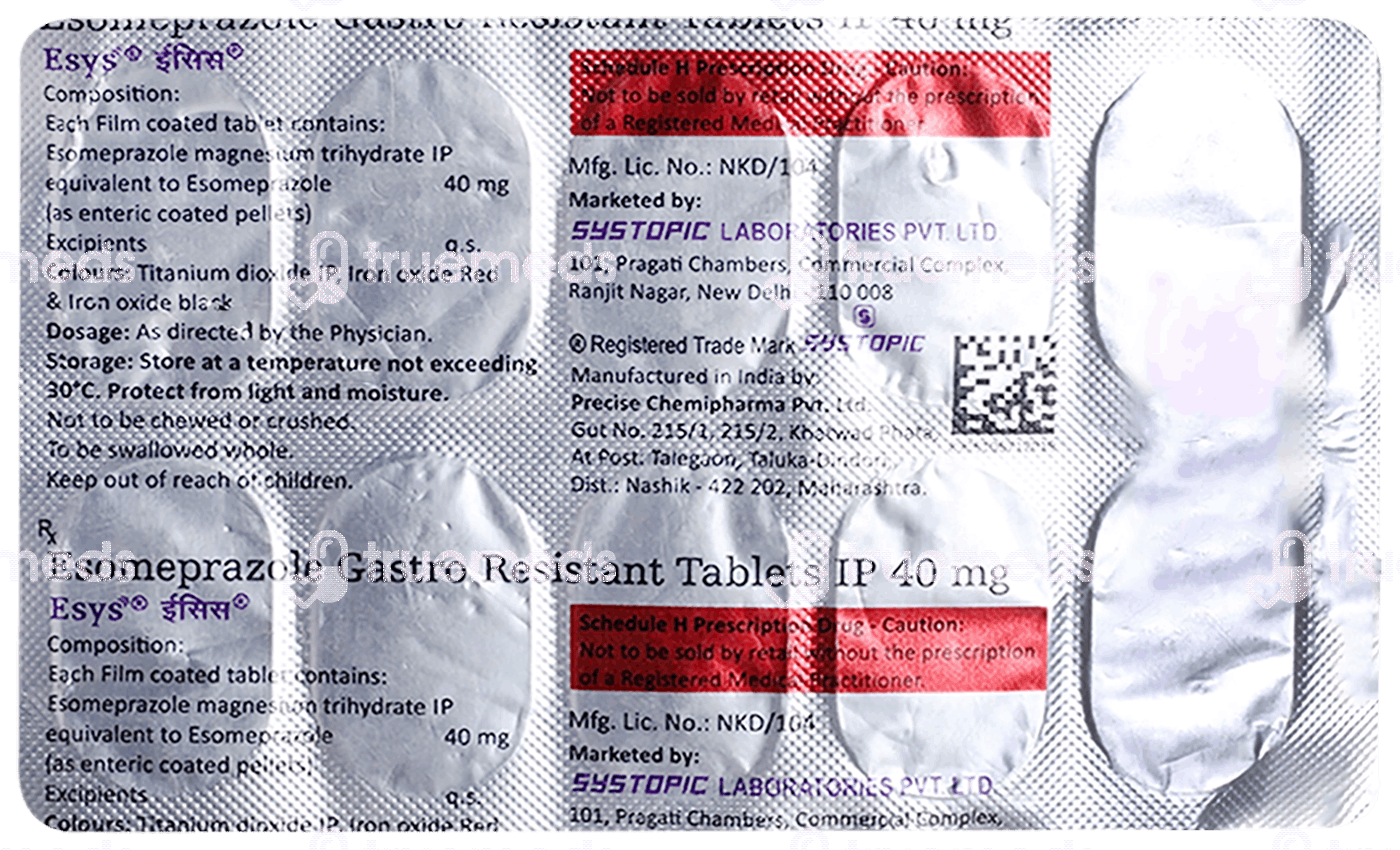 Esys 40 MG Order Esys 40 MG Tablet Online at Truemeds
